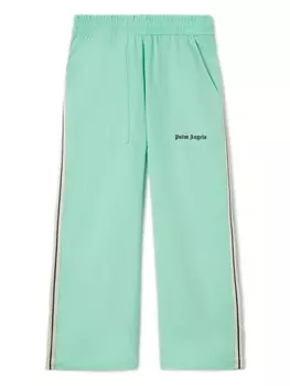 Palm Angels Kids брюки с лампасами и логотипом, зеленый
