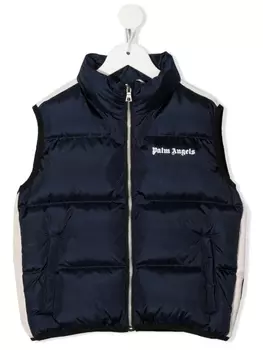 Жилет дутый с логотипом Palm Angels Kids, синий