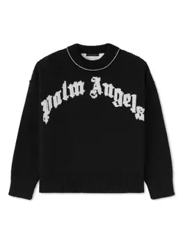 Palm Angels Kids джемпер Curved Logo, черный