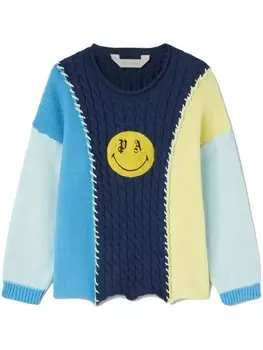 Palm Angels Kids джемпер в технике пэчворк с принтом Smiley, синий