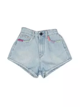 Palm Angels Kids джинсовые шорты с нашивкой-логотипом, синий