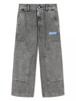 Palm Angels Kids джинсы Curved Logo, серый