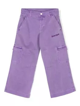 Palm Angels Kids джинсы прямого кроя с вышитым логотипом, фиолетовый