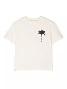Palm Angels Kids футболка из хлопка Palm, нейтральный цвет