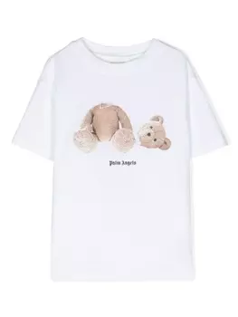 Palm Angels Kids футболка из органического хлопка с принтом, белый