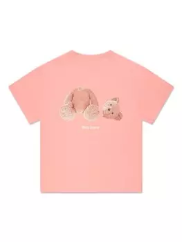 Palm Angels Kids футболка из органического хлопка с принтом, розовый