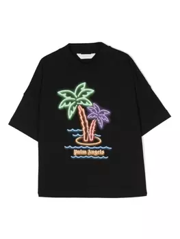Palm Angels Kids футболка Neon Palms, черный