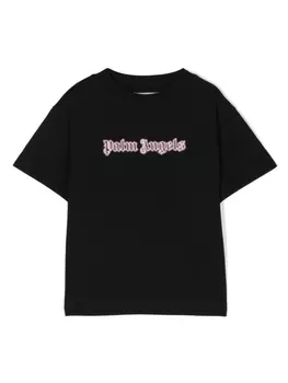 Palm Angels Kids футболка Neon с логотипом, розовый