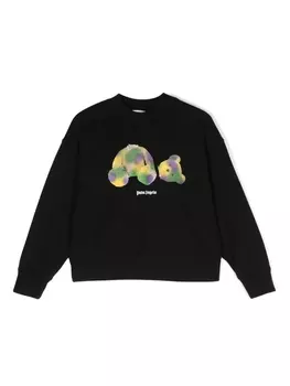 Palm Angels Kids футболка Pop Pa с длинными рукавами и принтом, черный
