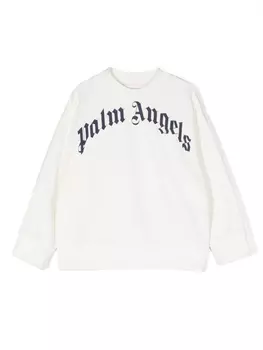 Palm Angels Kids футболка с длинными рукавами и логотипом, белый