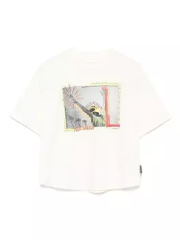 Palm Angels Kids футболка с графическим принтом, нейтральный цвет