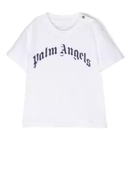 Palm Angels Kids футболка с логотипом, белый