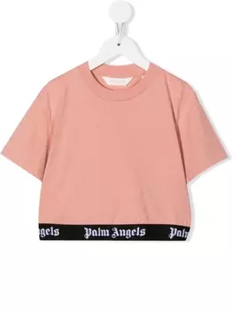 Palm Angels Kids футболка с логотипом, розовый