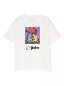 Palm Angels Kids футболка с принтом из коллаборации с Keith Haring, белый