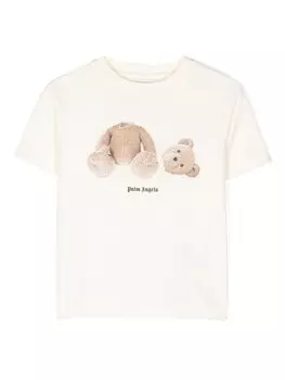 Palm Angels Kids футболка с принтом плюшевого мишки, белый
