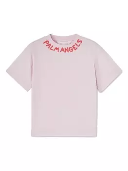 Palm Angels Kids футболка с принтом, розовый