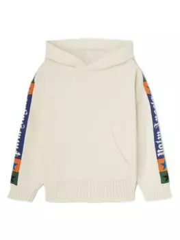 Palm Angels Kids худи с жаккардовым логотипом, белый