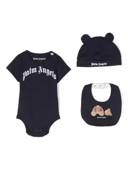 Palm Angels Kids комплект из трех боди с логотипом, синий