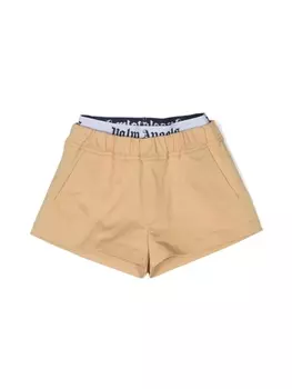 Palm Angels Kids короткие шорты с логотипом, нейтральный цвет