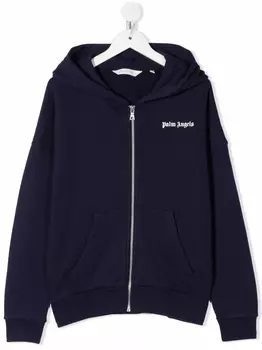 Palm Angels Kids куртка с логотипом и капюшоном, синий
