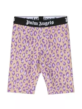 Palm Angels Kids легинсы с леопардовым принтом, нейтральный цвет