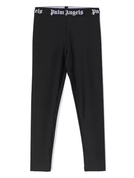 Palm Angels Kids легинсы с логотипом на поясе, черный