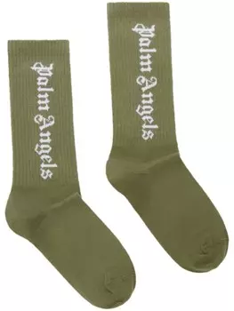 Palm Angels Kids носки с жаккардовым логотипом, зеленый