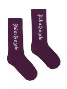 Palm Angels Kids носки с жаккардовым логотипом, фиолетовый