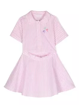 Palm Angels Kids платье-рубашка Palms в полоску, розовый