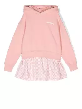 Palm Angels Kids платье с капюшоном и длинными рукавами, розовый