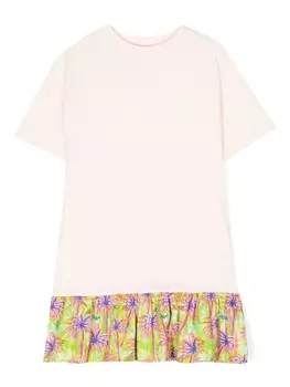 Palm Angels Kids платье с короткими рукавами и принтом, розовый
