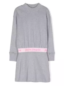 Palm Angels Kids платье с логотипом, серебристый