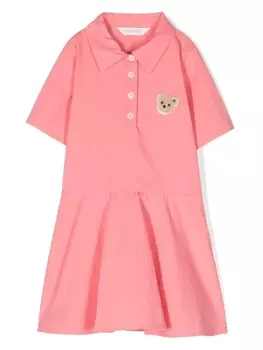 Palm Angels Kids платье с воротником поло и нашивкой, розовый