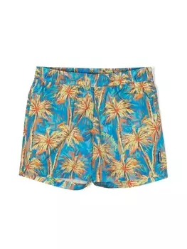 Palm Angels Kids плавки-шорты с принтом, синий