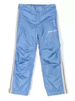 Palm Angels Kids прямые брюки с лампасами, синий