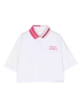 Palm Angels Kids рубашка поло из ткани пике с логотипом, белый