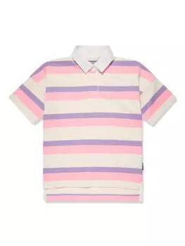 Palm Angels Kids рубашка поло в полоску с логотипом, розовый