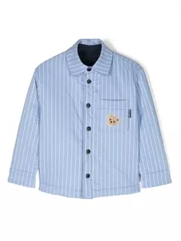 Palm Angels Kids рубашка с нашивкой, синий
