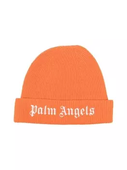 Palm Angels Kids шапка бини с вышитым логотипом, оранжевый