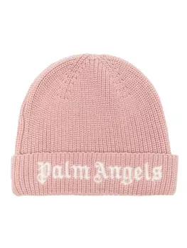 Palm Angels Kids шапка бини с вышитым логотипом, розовый
