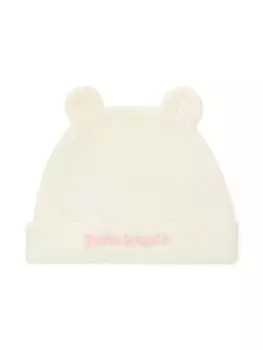Palm Angels Kids шапка бини с вышитым логотипом, нейтральный цвет
