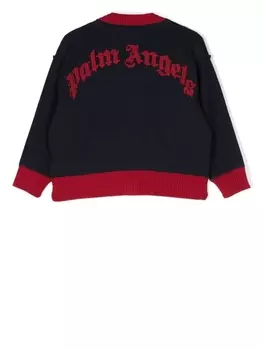 Palm Angels Kids шерстяной кардиган в двух тонах, синий