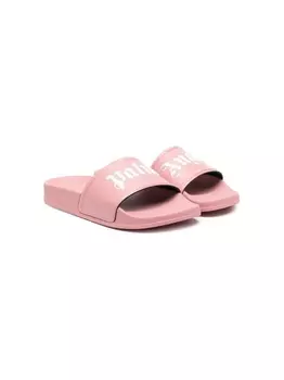 Palm Angels Kids шлепанцы с логотипом, розовый