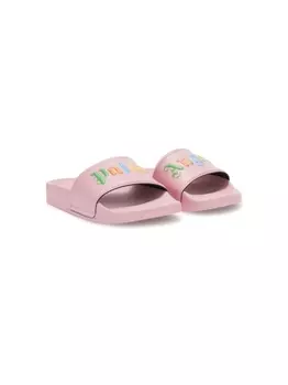 Palm Angels Kids шлепанцы с тисненым логотипом, розовый