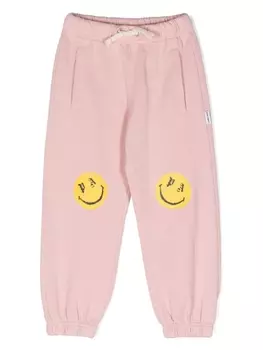 Palm Angels Kids спортивные брюки с кулиской и принтом Smiley, розовый