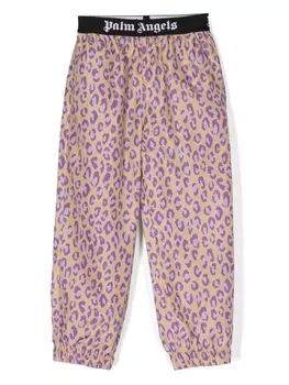 Palm Angels Kids спортивные брюки с принтом, нейтральный цвет