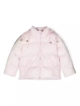 Palm Angels Kids стеганая куртка с капюшоном и логотипом, розовый