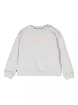 Palm Angels Kids толстовка с изогнутым логотипом, серый