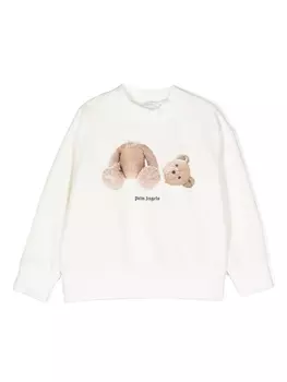 Palm Angels Kids толстовка с надписью, белый