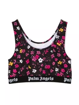 Palm Angels Kids укороченный топ с цветочным принтом, черный